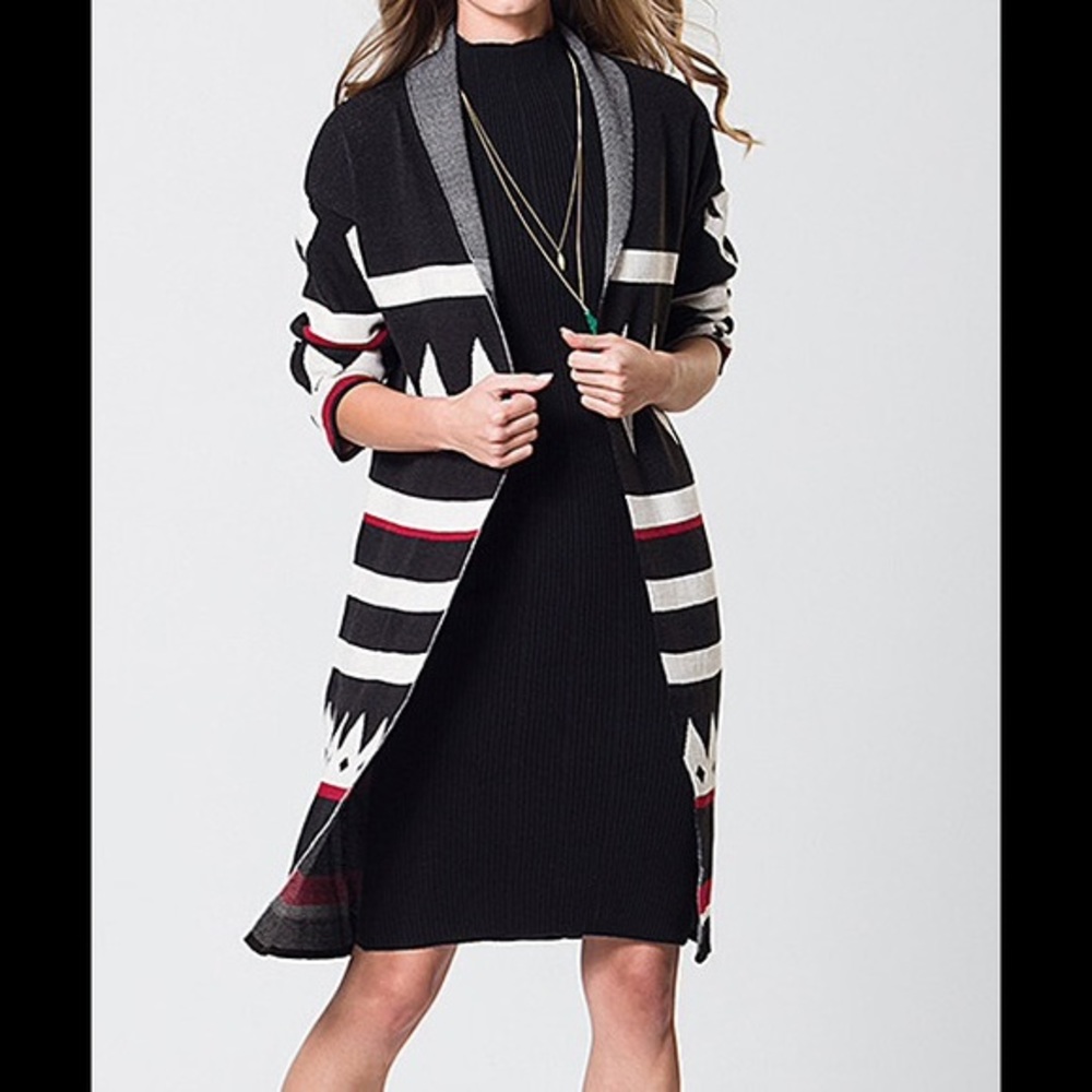 Black Geometric Cardigan